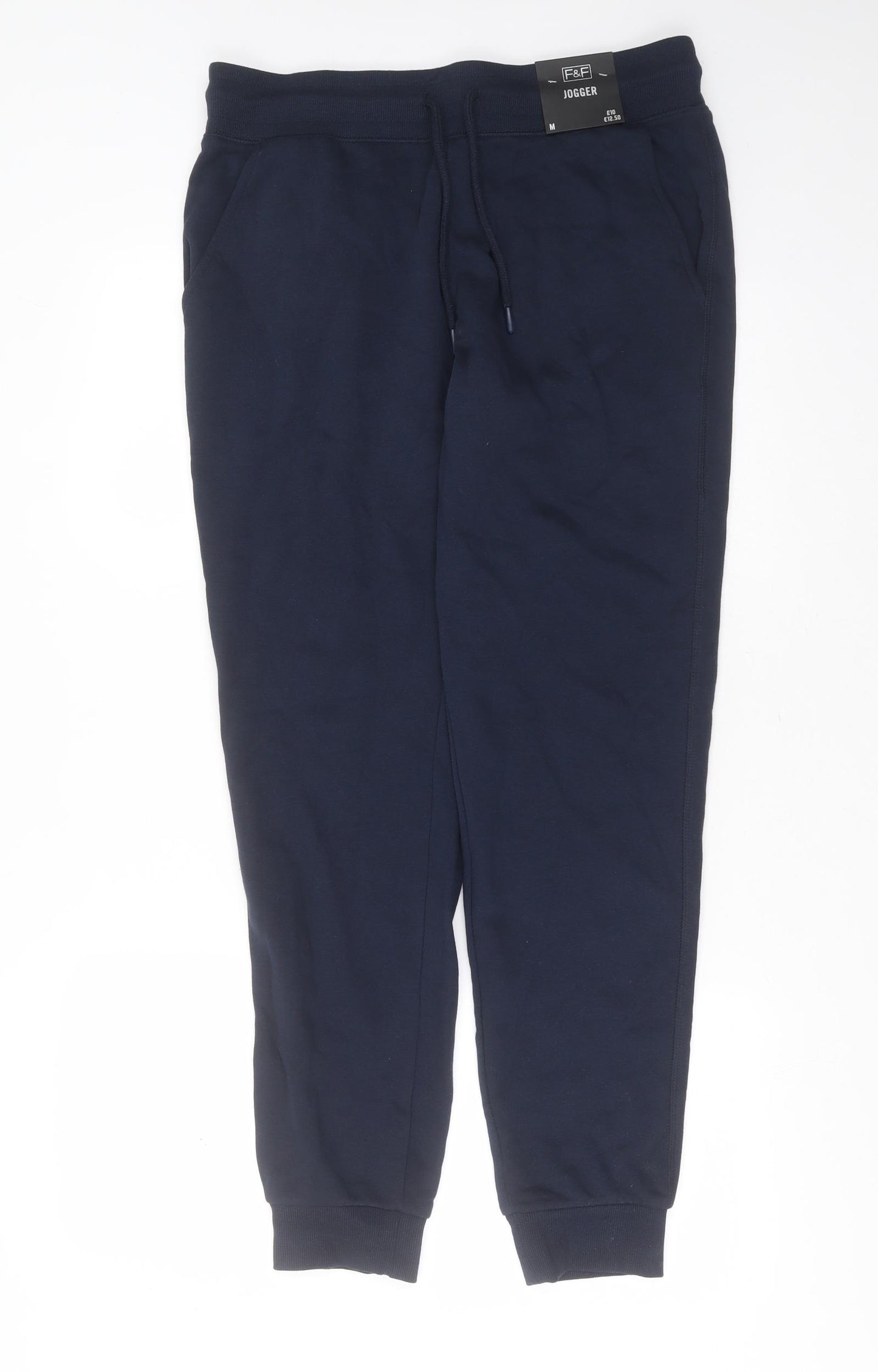 F&F Mens Blue  Cotton Jogger Trousers Size M L30 in Regular Drawstring