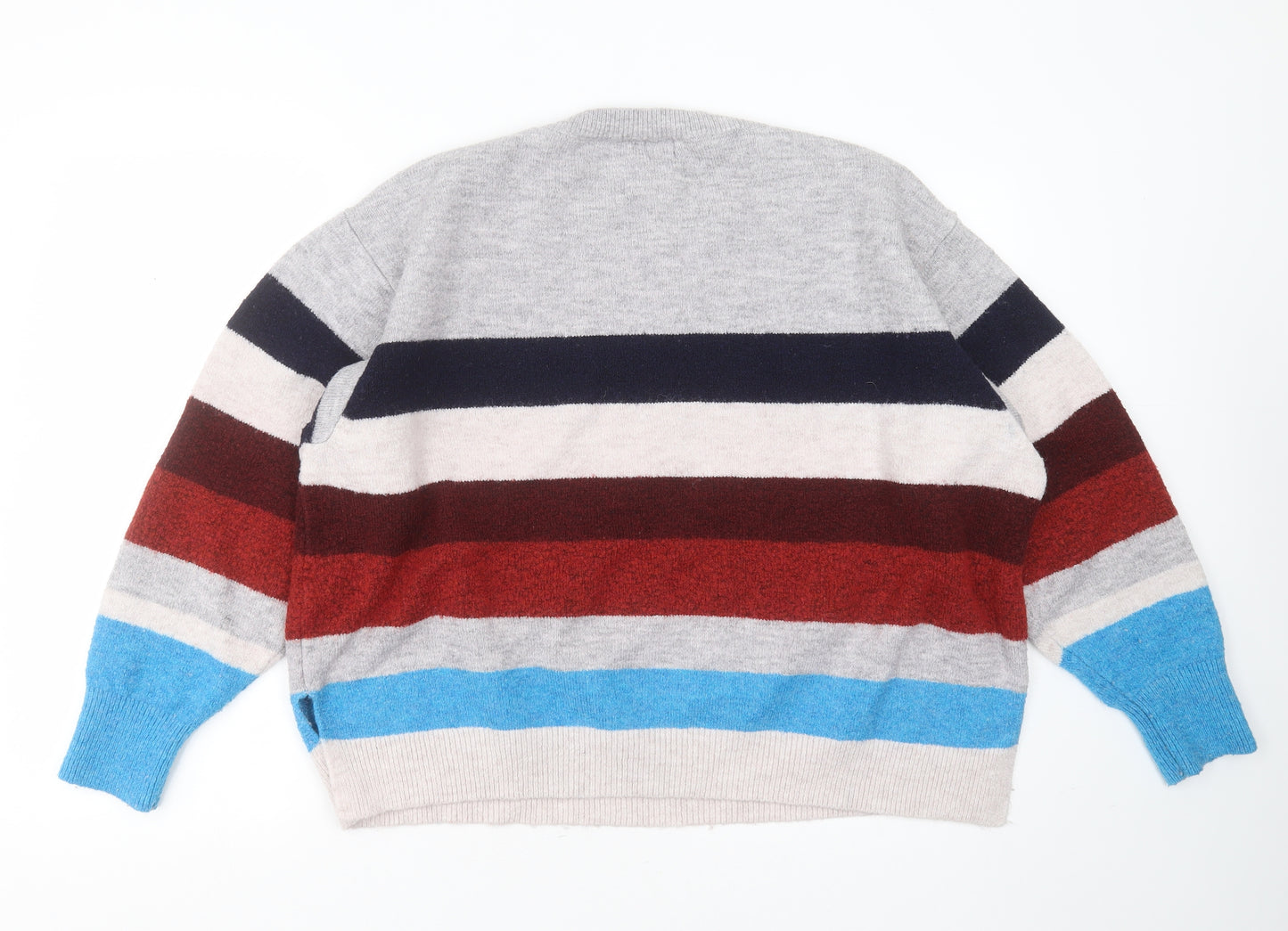 River Island Womens Multicoloured Round Neck Striped Acrylic Pullover Jumper Size L