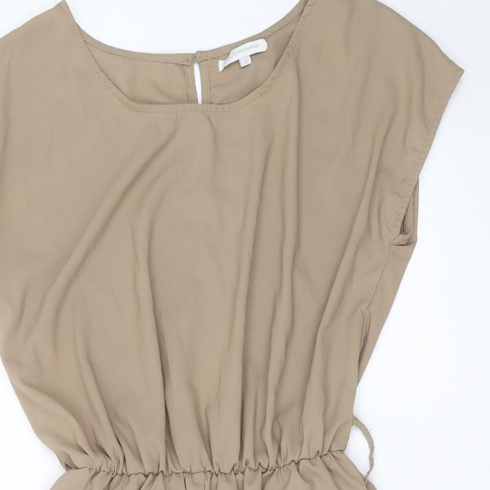 Glamorous Womens Beige  Polyester Playsuit One-Piece Size 12