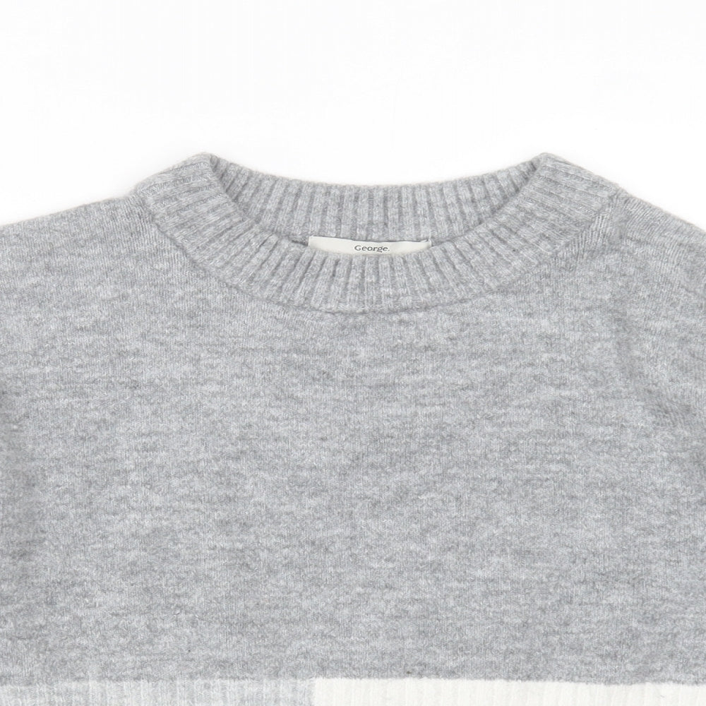George Womens Grey Round Neck  Acrylic Pullover Jumper Size S