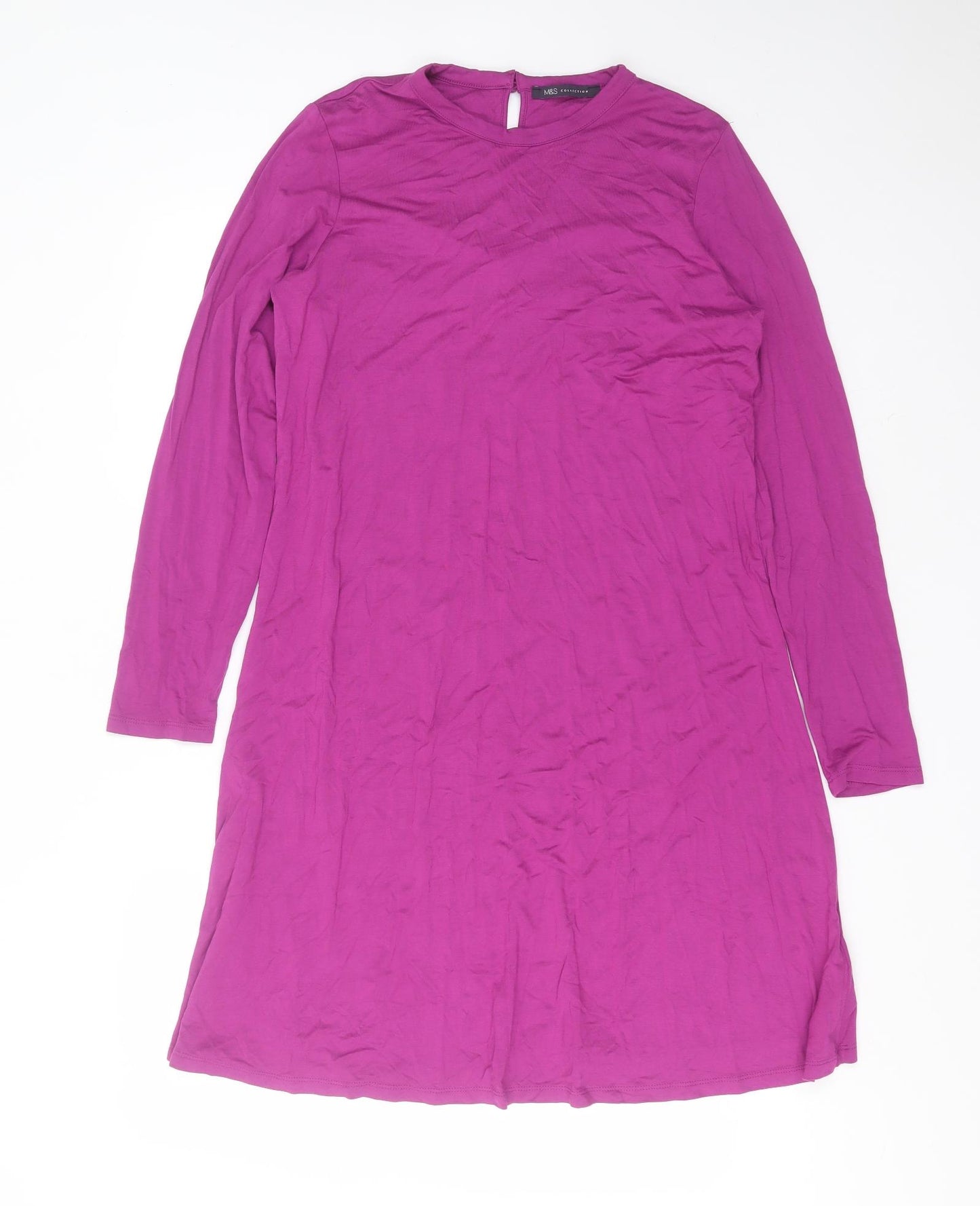Marks and Spencer Womens Purple  Viscose T-Shirt Dress  Size 14  Round Neck