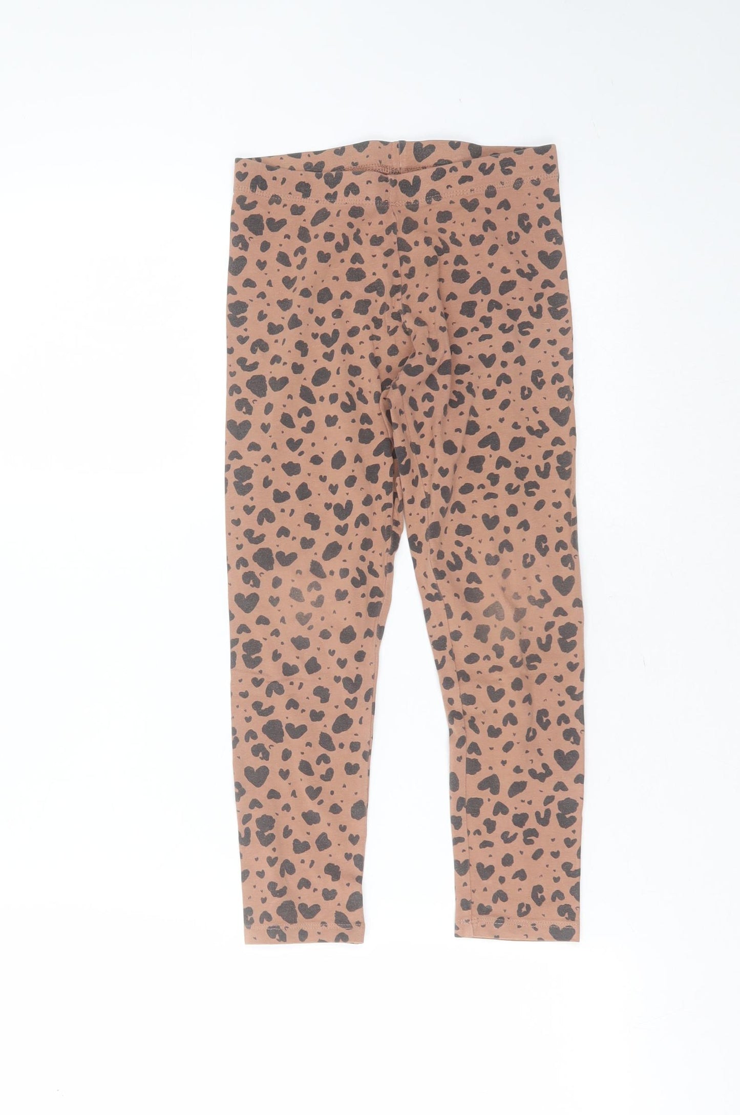 NEXT Girls Brown Animal Print Cotton Carrot Trousers Size 8 Years  Extra-Slim  - leggings