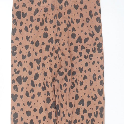 NEXT Girls Brown Animal Print Cotton Carrot Trousers Size 8 Years  Extra-Slim  - leggings