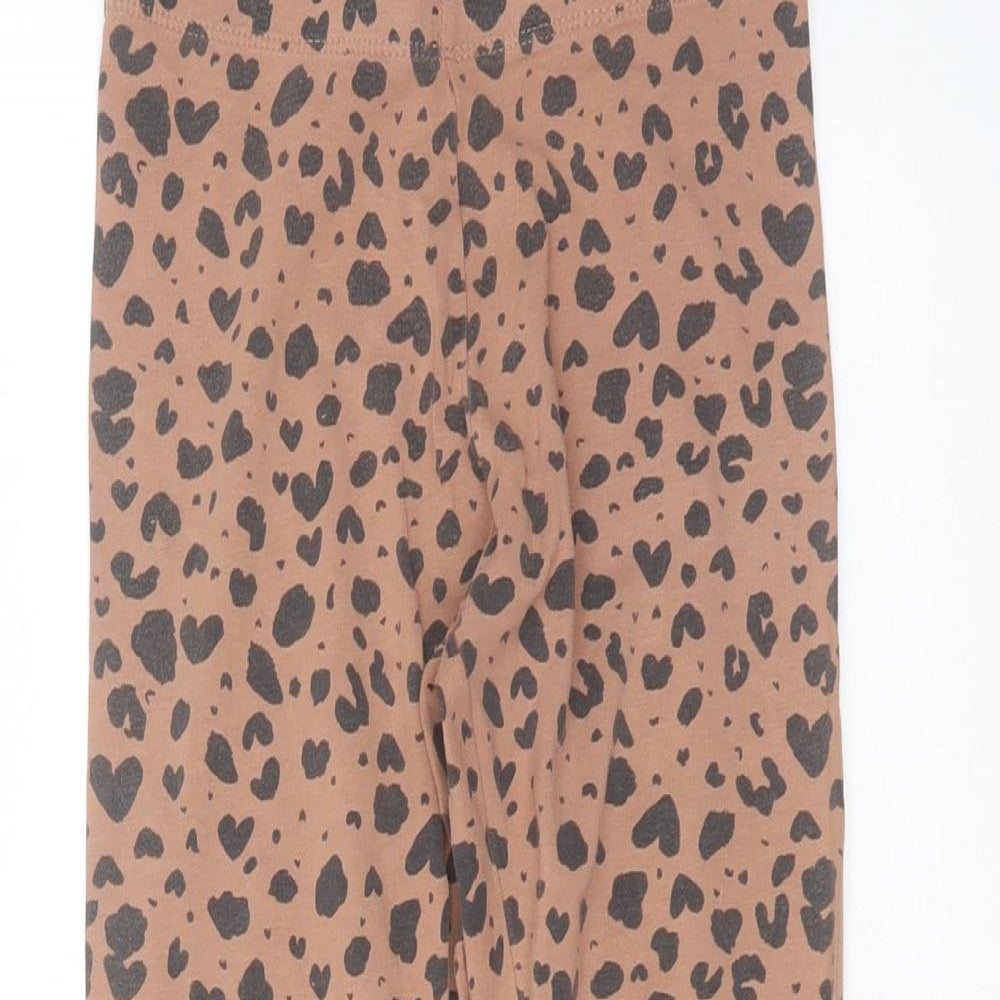 NEXT Girls Brown Animal Print Cotton Carrot Trousers Size 8 Years  Extra-Slim  - leggings