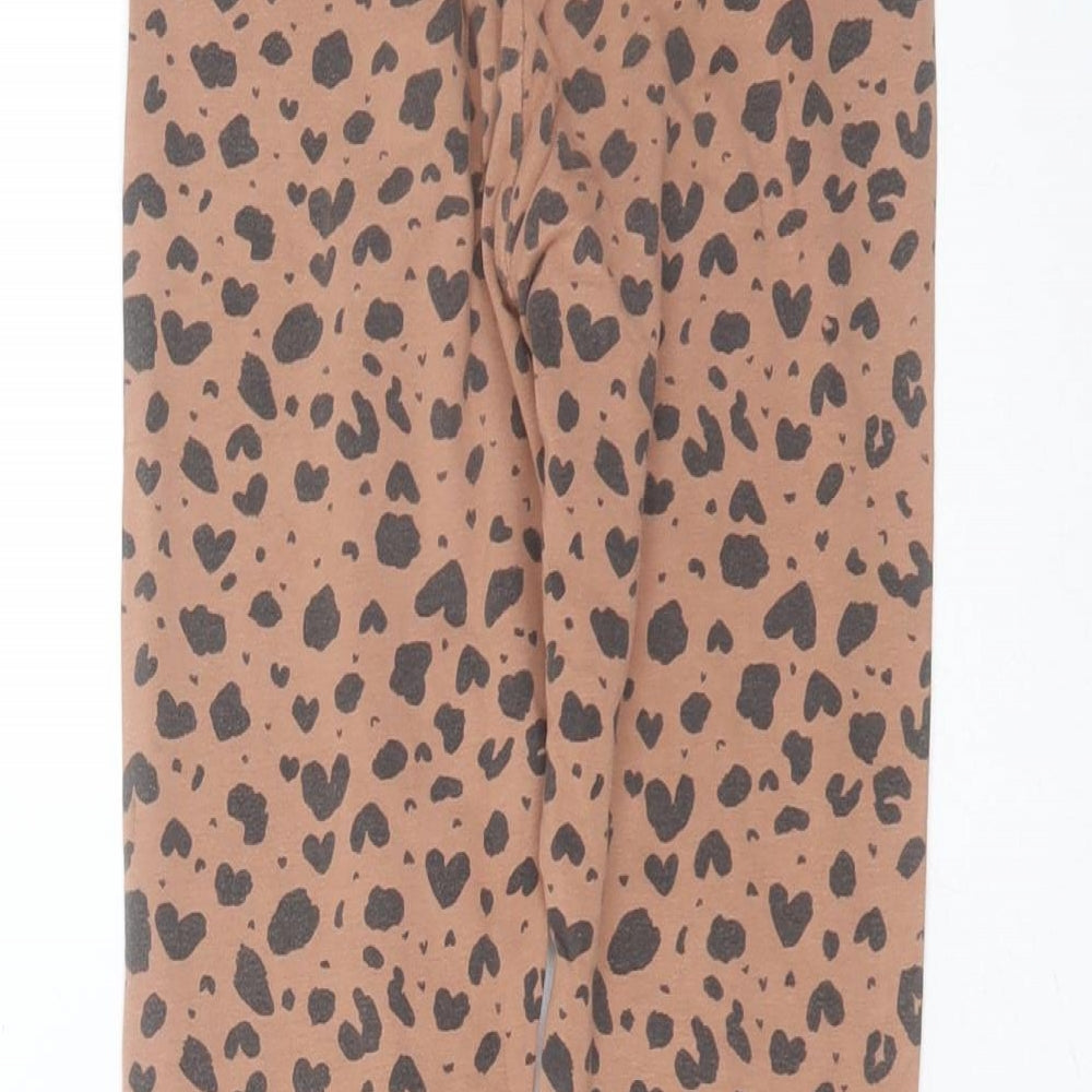 NEXT Girls Brown Animal Print Cotton Carrot Trousers Size 8 Years  Extra-Slim  - leggings