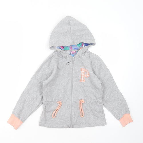 Harper Girls Grey  Cotton Full Zip Hoodie Size 7-8 Years  Zip