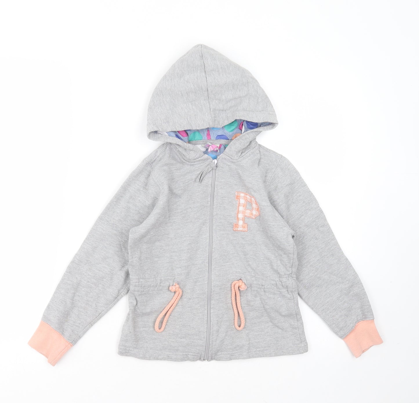 Harper Girls Grey  Cotton Full Zip Hoodie Size 7-8 Years  Zip