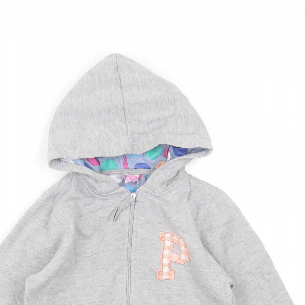 Harper Girls Grey  Cotton Full Zip Hoodie Size 7-8 Years  Zip