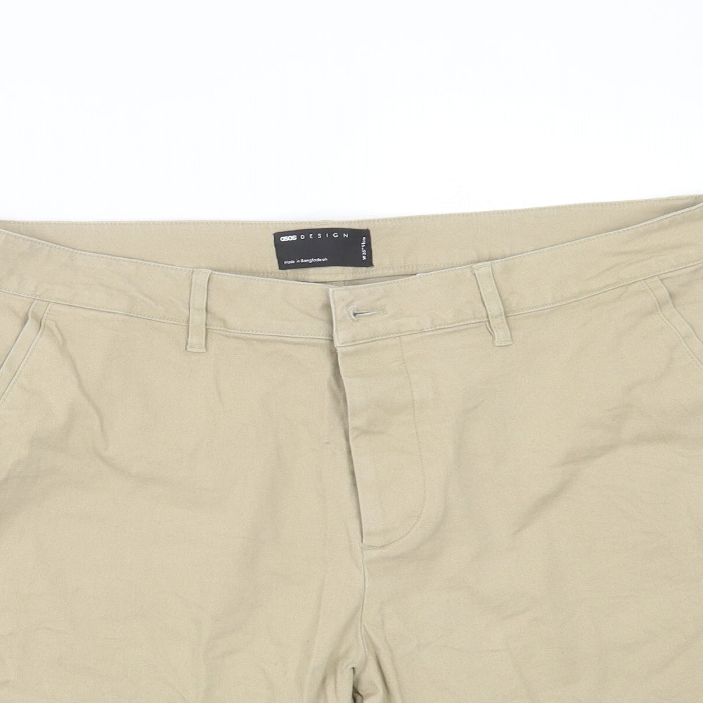 ASOS Mens Beige  Cotton Chino Shorts Size 36 in L6 in Regular Button