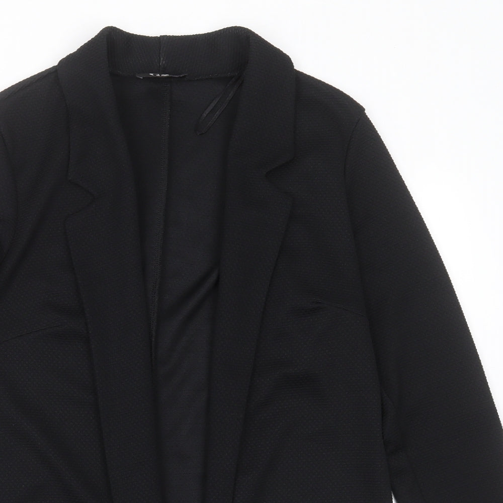 George Womens Black Geometric Polyester Jacket Blazer Size 12