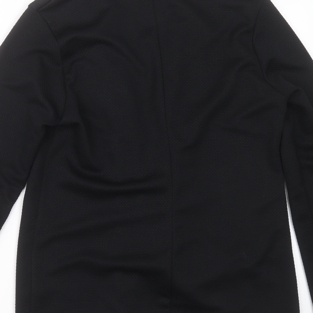 George Womens Black Geometric Polyester Jacket Blazer Size 12
