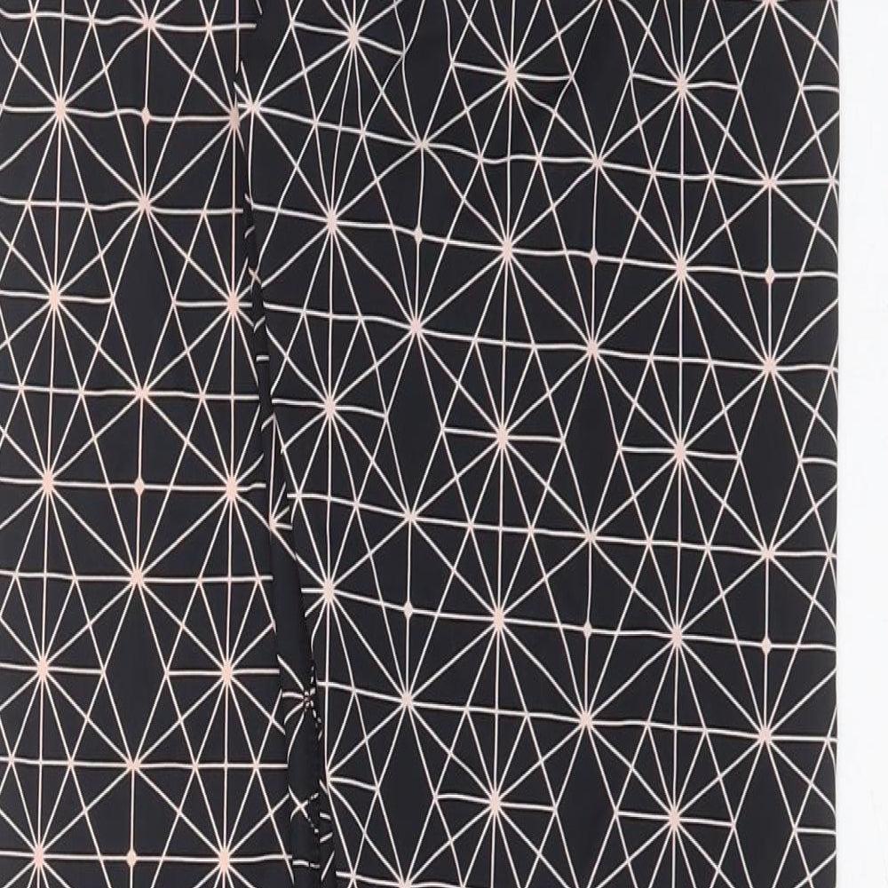 Primark Womens Black Geometric Polyester Compression Leggings Size 10 L26 in Extra-Slim