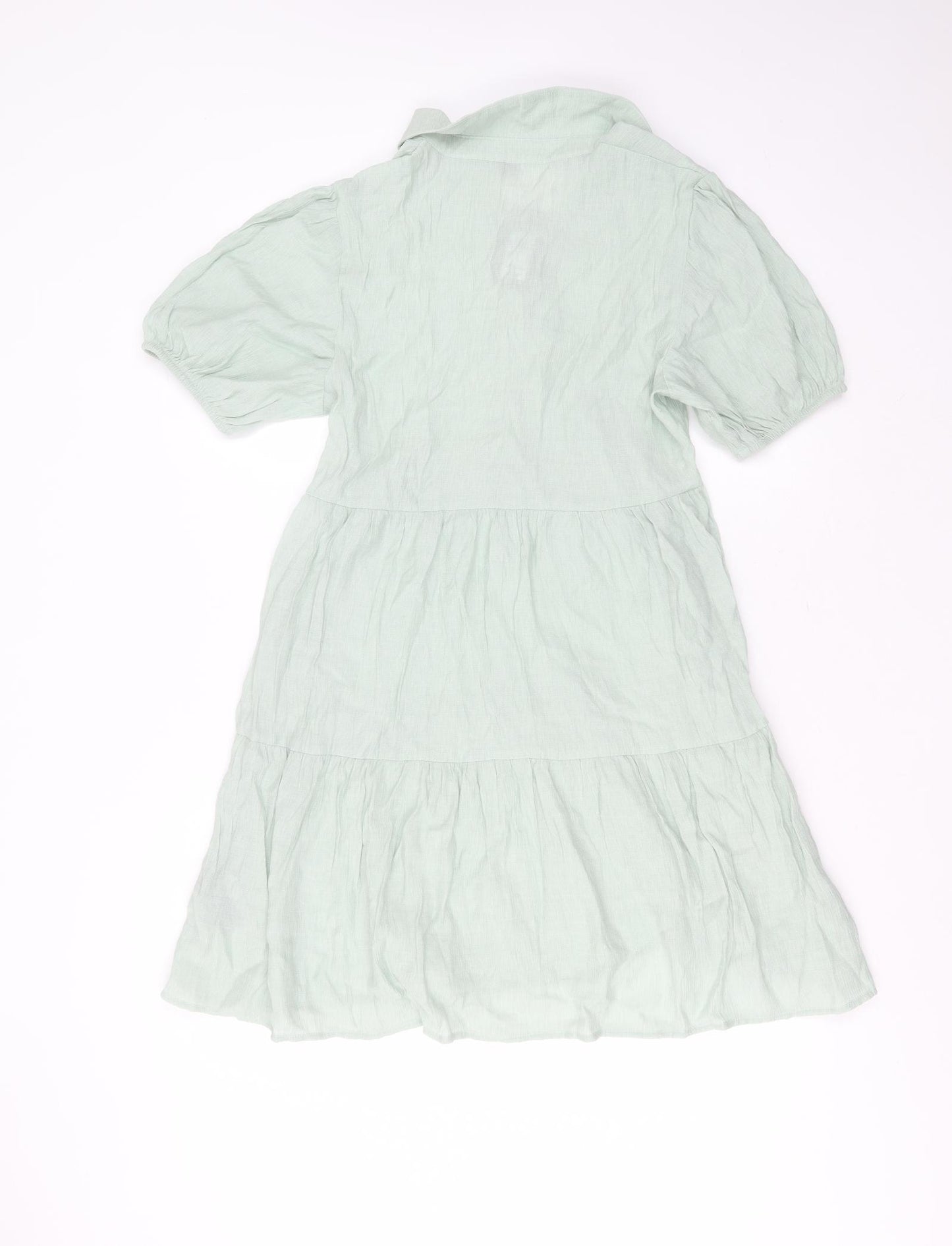 Primark Womens Green  Viscose Shirt Dress  Size 10  Collared Button