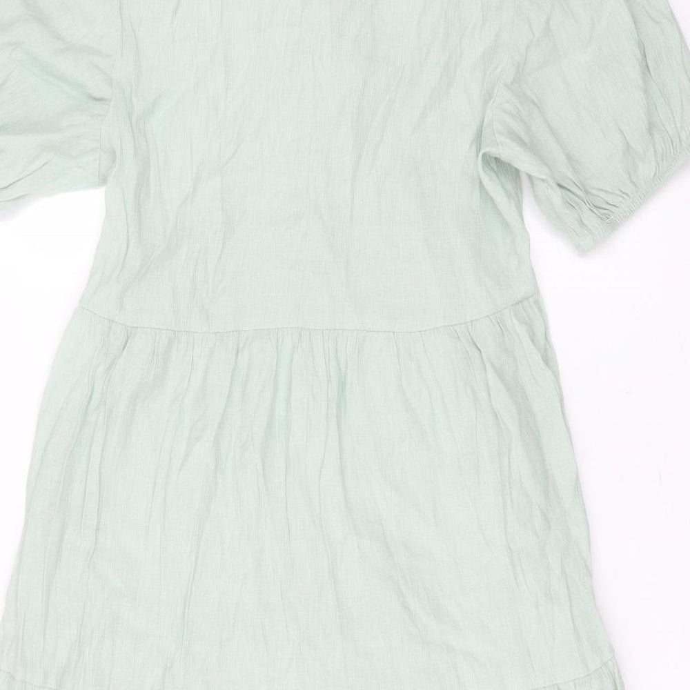 Primark Womens Green  Viscose Shirt Dress  Size 10  Collared Button