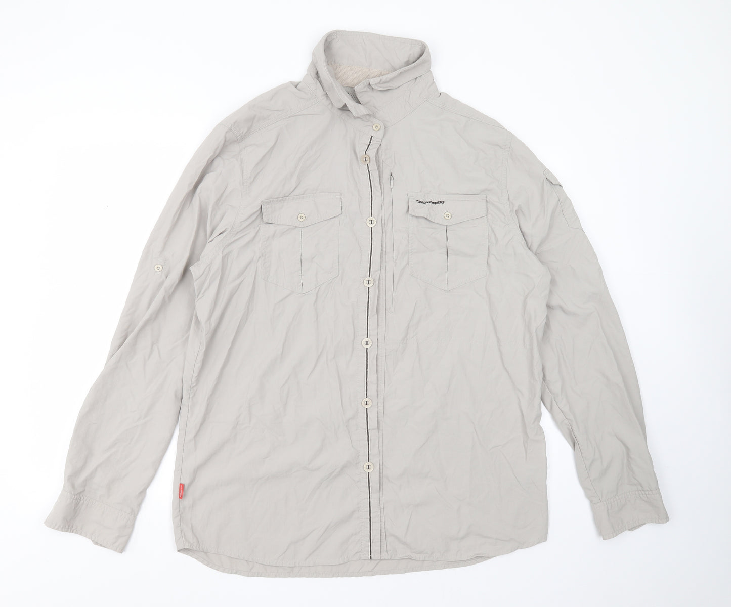 Craghoppers Mens Grey  Polyamide  Button-Up Size L Collared Button