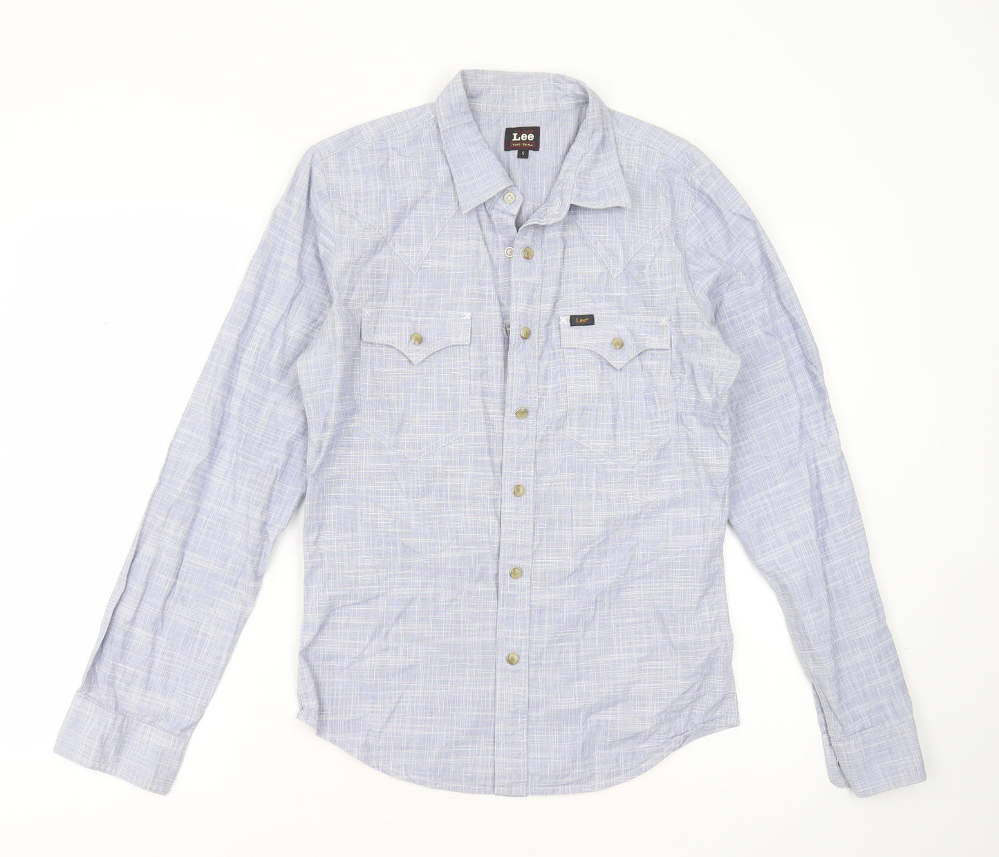 Lee Mens Blue  Cotton  Button-Up Size S Collared Button