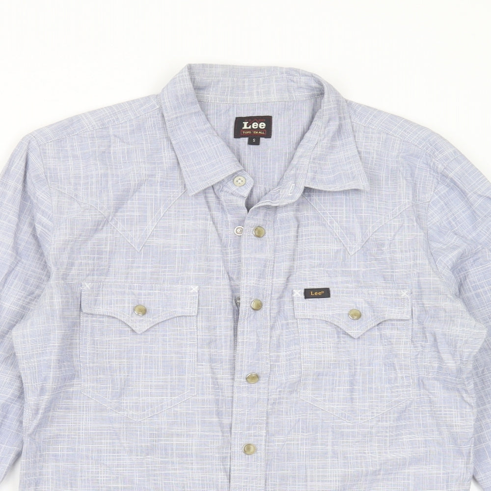 Lee Mens Blue  Cotton  Button-Up Size S Collared Button
