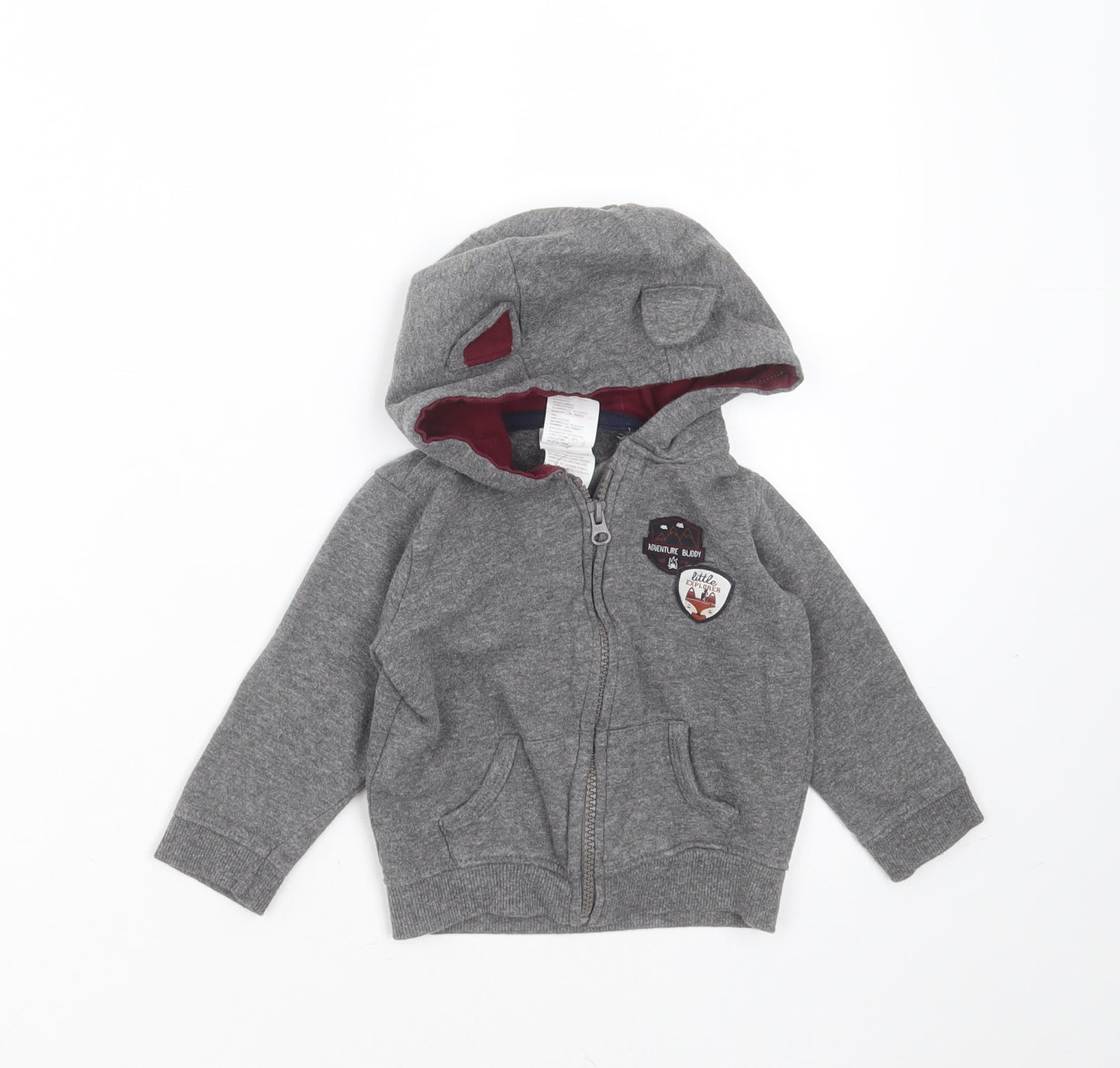 Baby Boys Grey  Cotton Full Zip Jumper Size 12-18 Months  Zip - Little Explorer