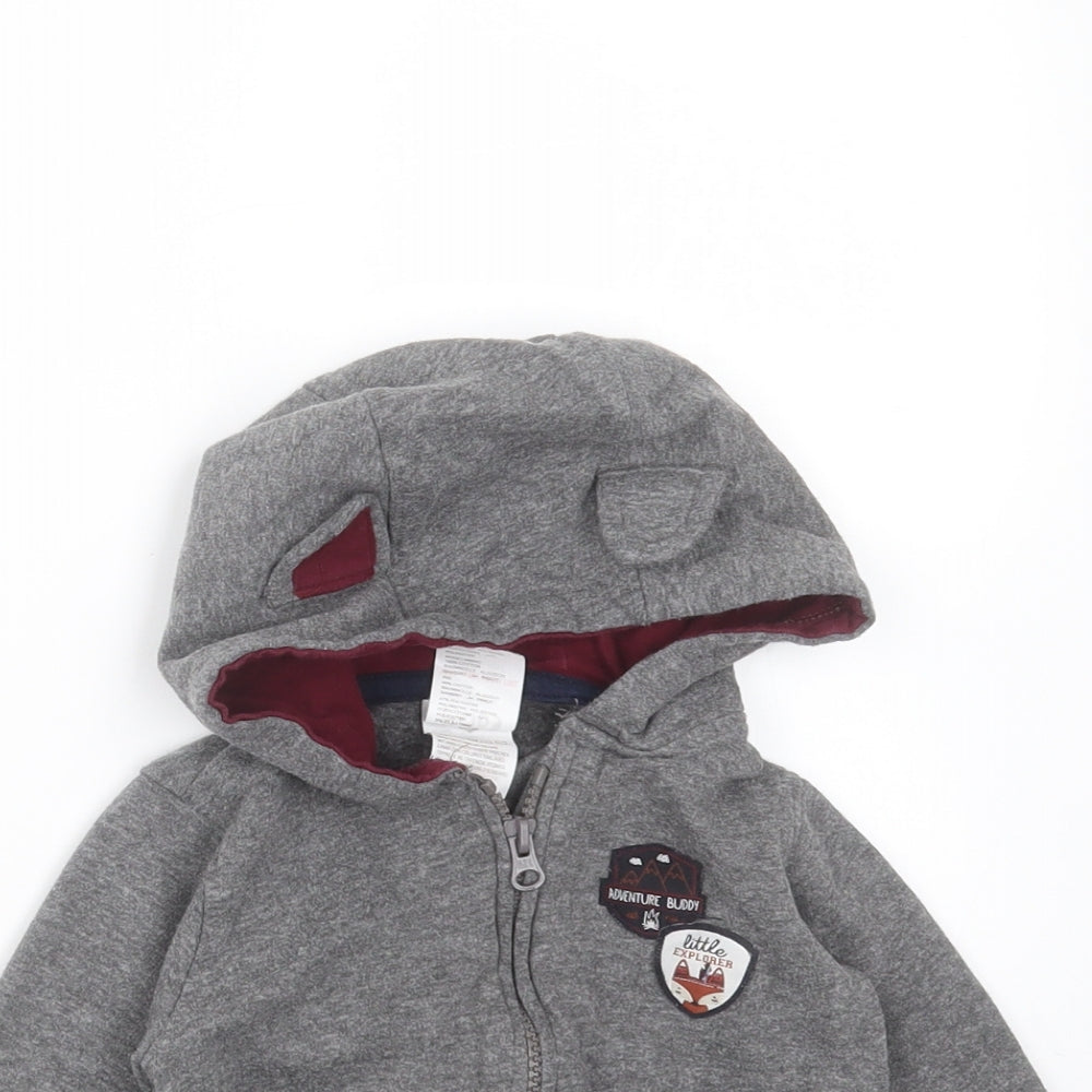 Baby Boys Grey  Cotton Full Zip Jumper Size 12-18 Months  Zip - Little Explorer