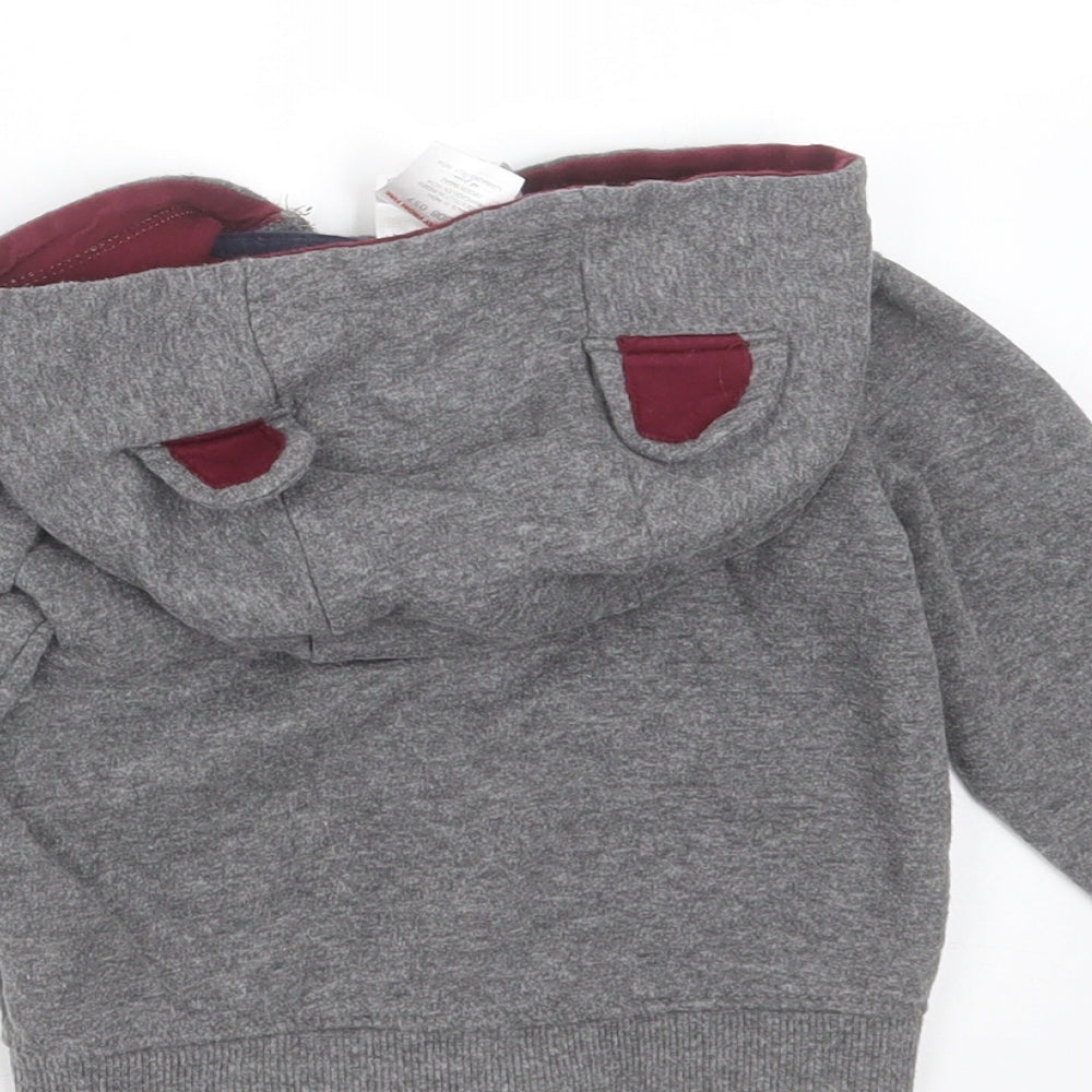 Baby Boys Grey  Cotton Full Zip Jumper Size 12-18 Months  Zip - Little Explorer