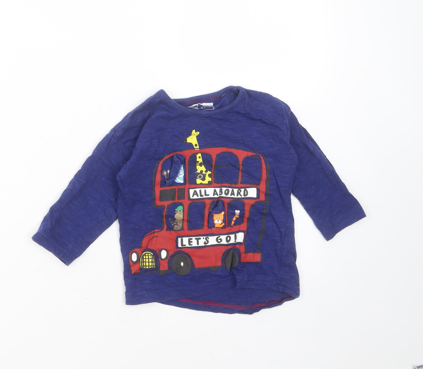 NEXT Boys Blue  Cotton Basic T-Shirt Size 12-18 Months Round Neck  - bus