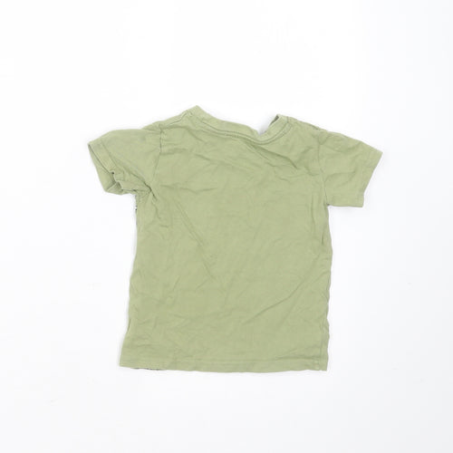 Primark Baby Green  Cotton Basic T-Shirt Size 12-18 Months Round Neck  - giraffe