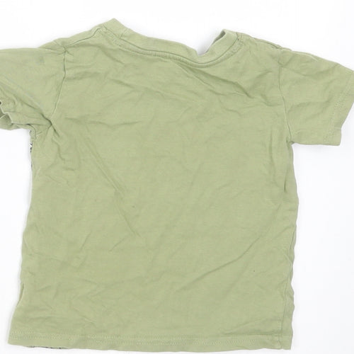 Primark Baby Green  Cotton Basic T-Shirt Size 12-18 Months Round Neck  - giraffe
