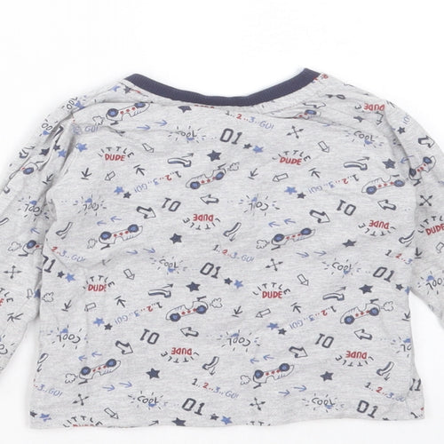 George Boys Grey  Cotton Basic T-Shirt Size 6-9 Months Round Neck  - car