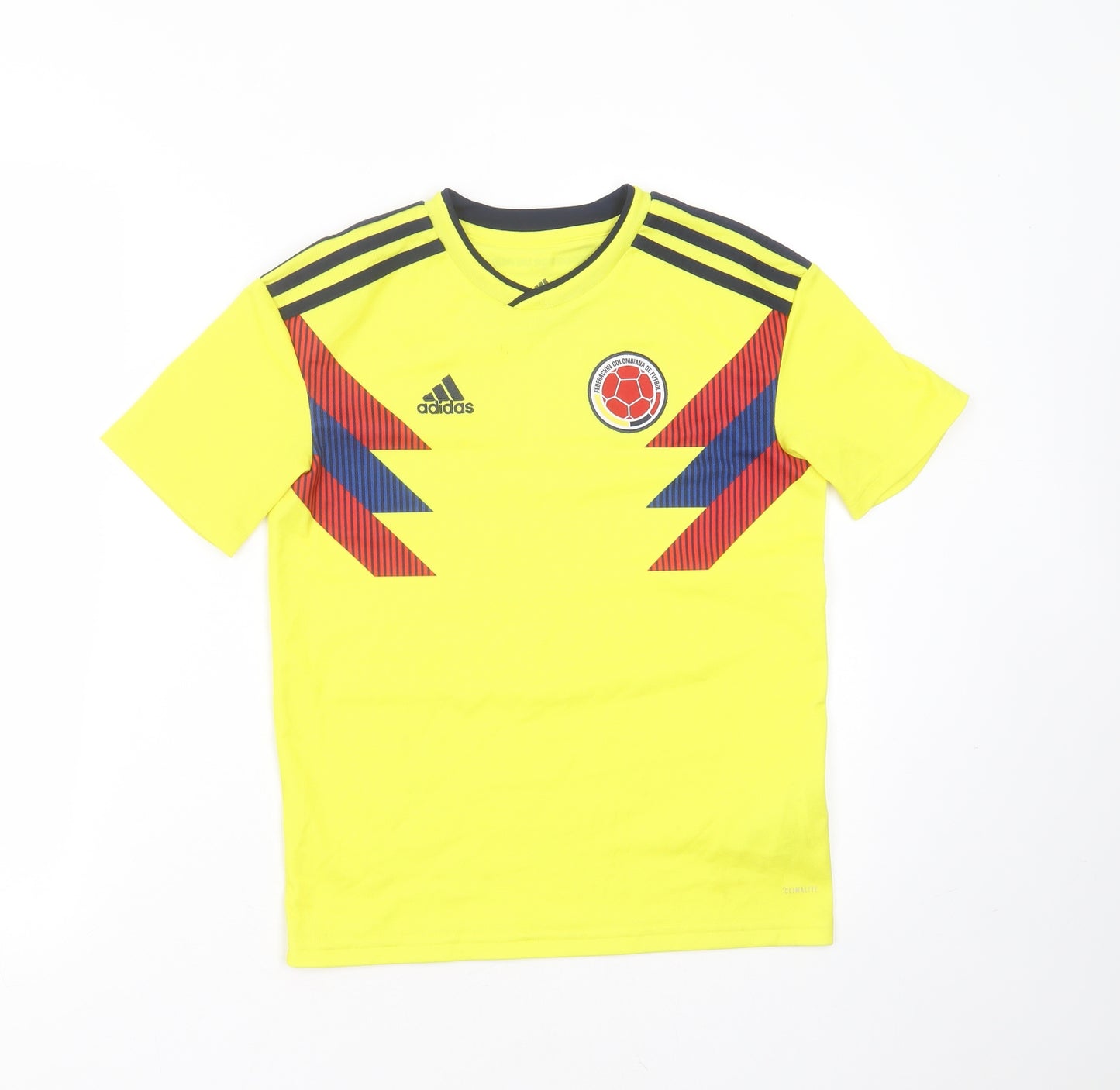 adidas Boys Yellow  Polyester Basic T-Shirt Size 11-12 Years V-Neck  - football