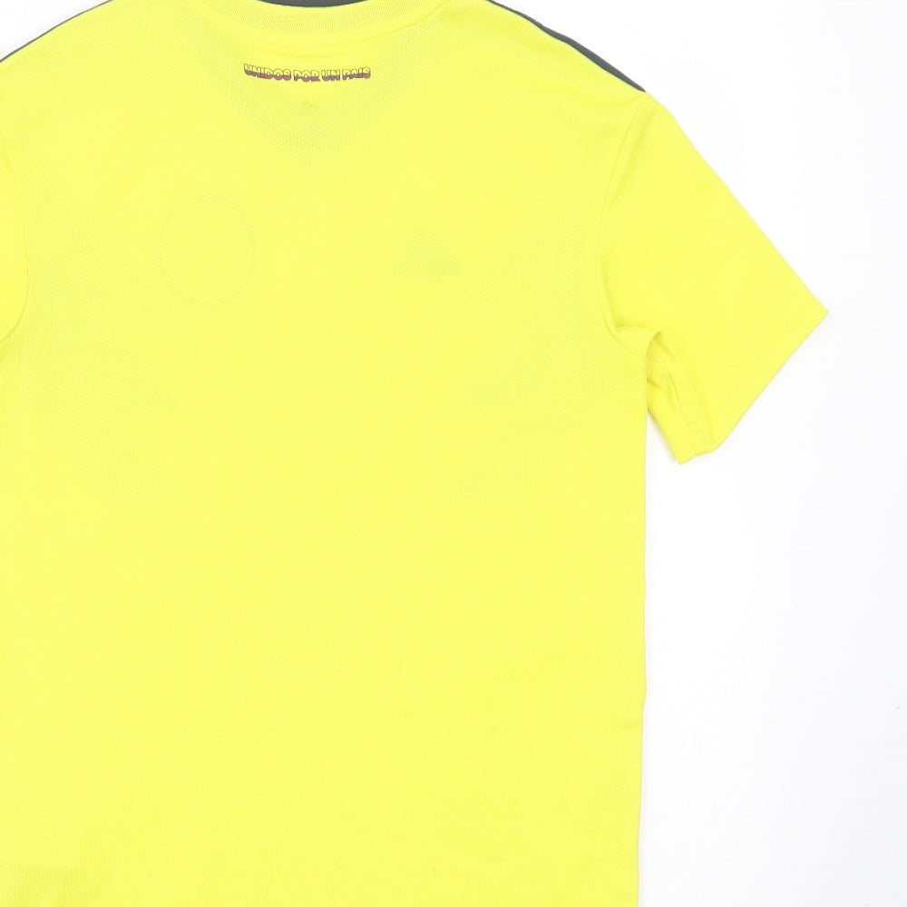 adidas Boys Yellow  Polyester Basic T-Shirt Size 11-12 Years V-Neck  - football