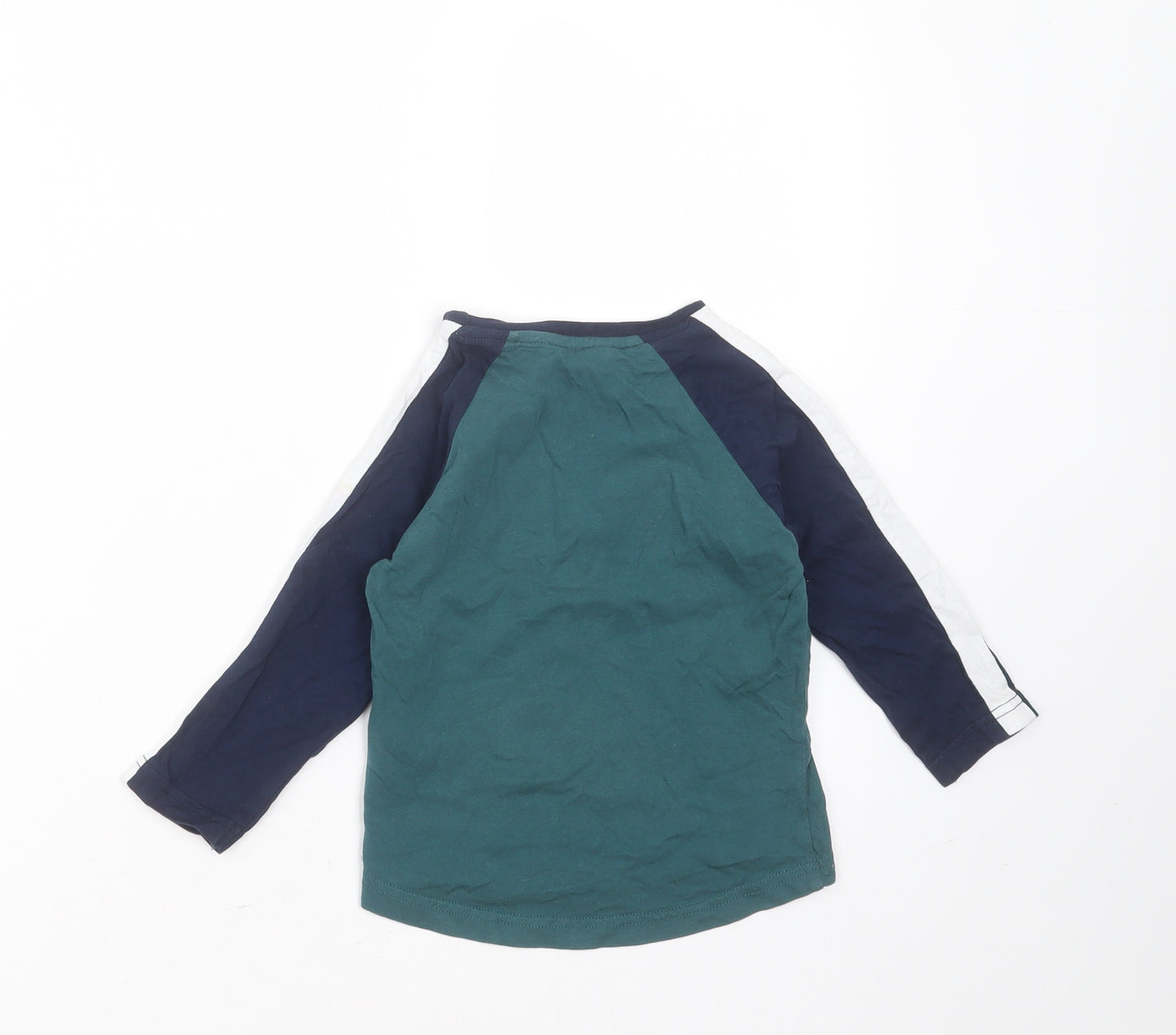 George Boys Green  Cotton Basic T-Shirt Size 18-24 Months Round Neck  - happy vibes