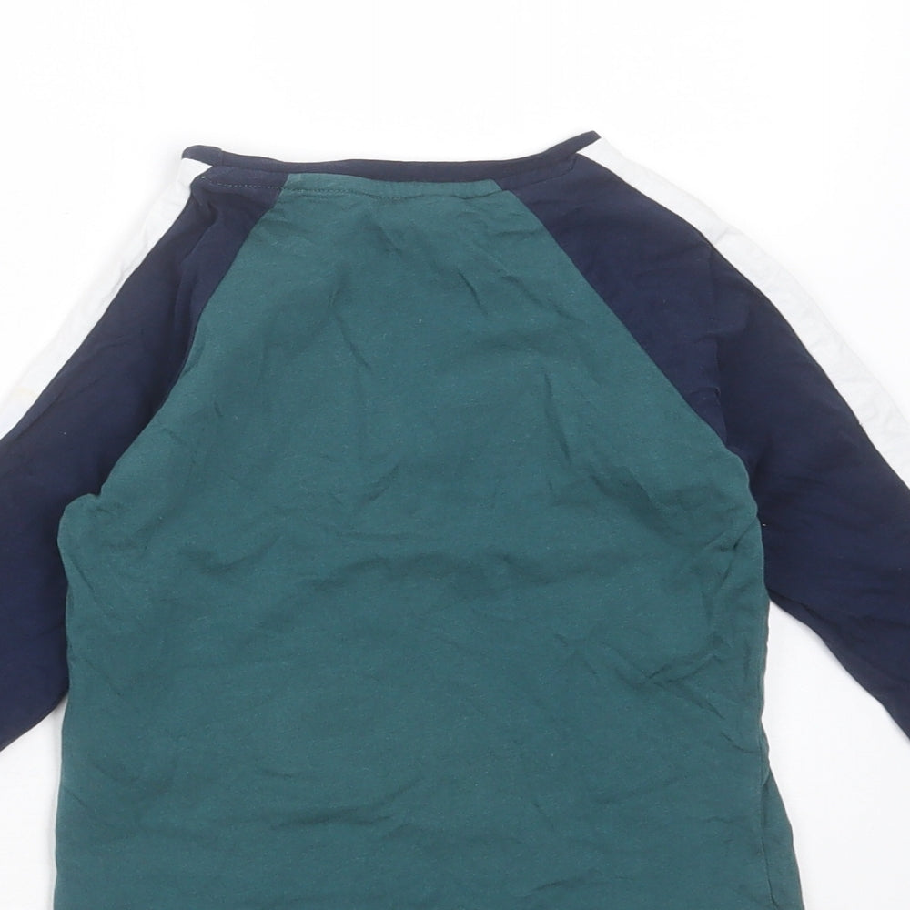 George Boys Green  Cotton Basic T-Shirt Size 18-24 Months Round Neck  - happy vibes