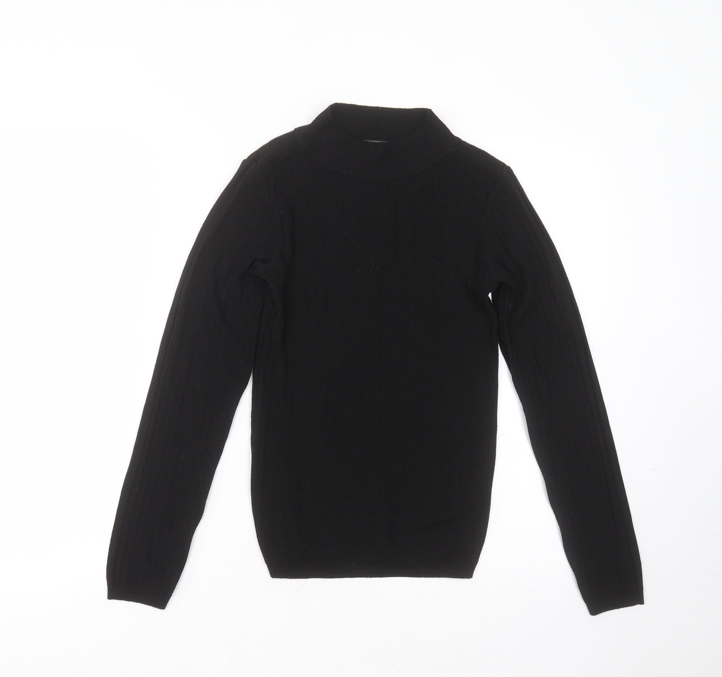 Primark Womens Black Round Neck Striped Polyester Pullover Jumper Size S