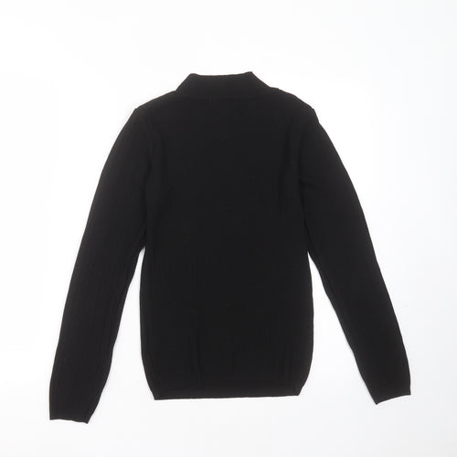 Primark Womens Black Round Neck Striped Polyester Pullover Jumper Size S