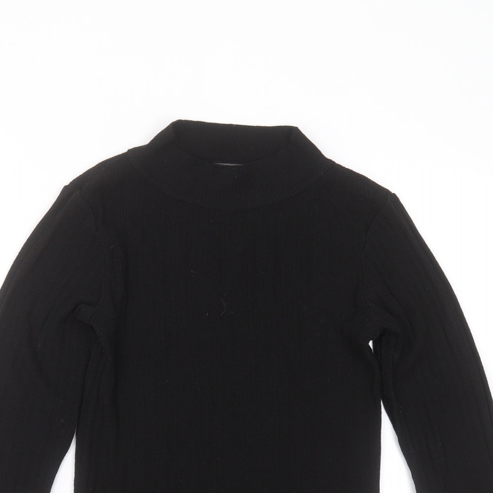 Primark Womens Black Round Neck Striped Polyester Pullover Jumper Size S