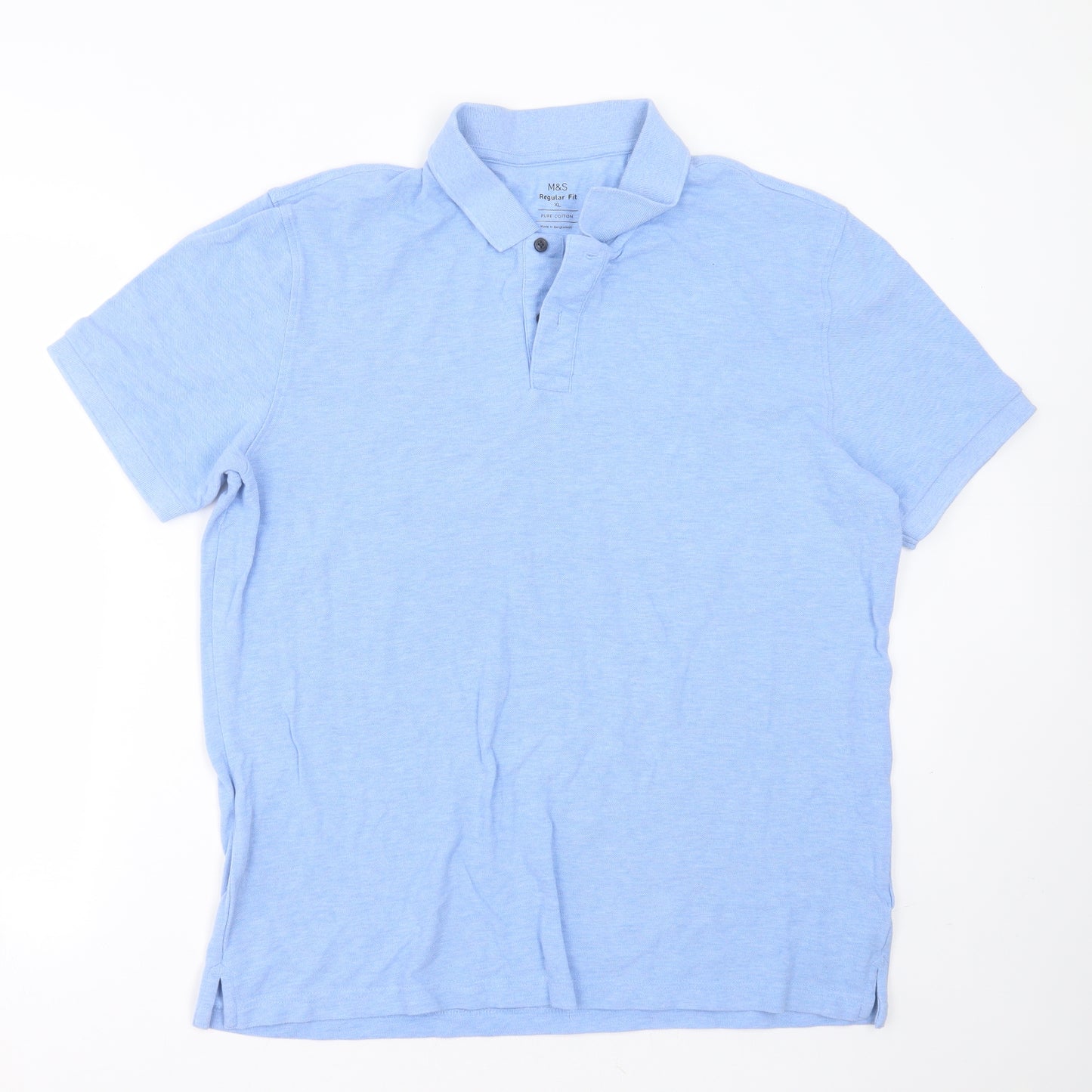 Marks and Spencer Mens Blue  Cotton  Polo Size XL Collared