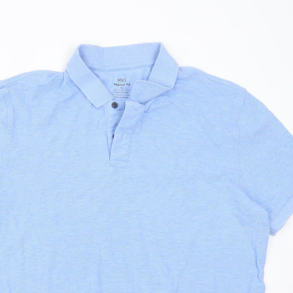 Marks and Spencer Mens Blue  Cotton  Polo Size XL Collared