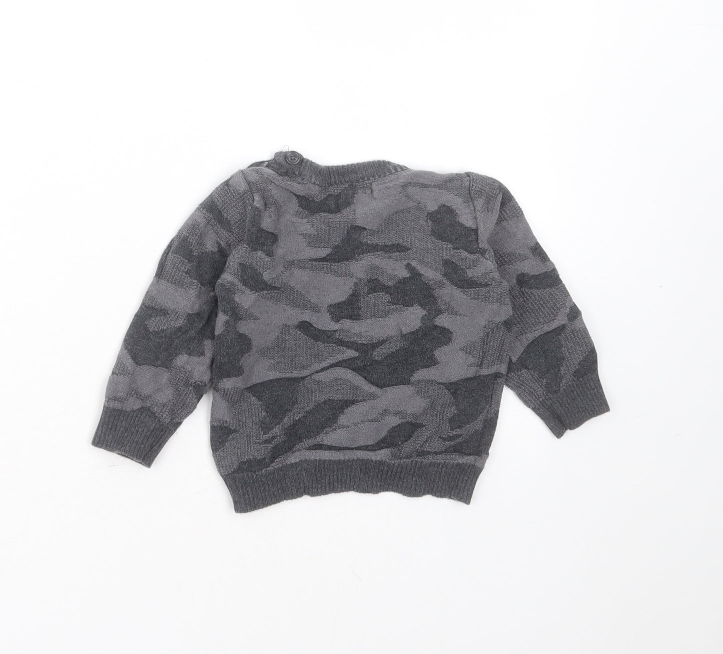 Primark Boys Grey Camouflage Cotton Pullover Jumper Size 6-9 Months