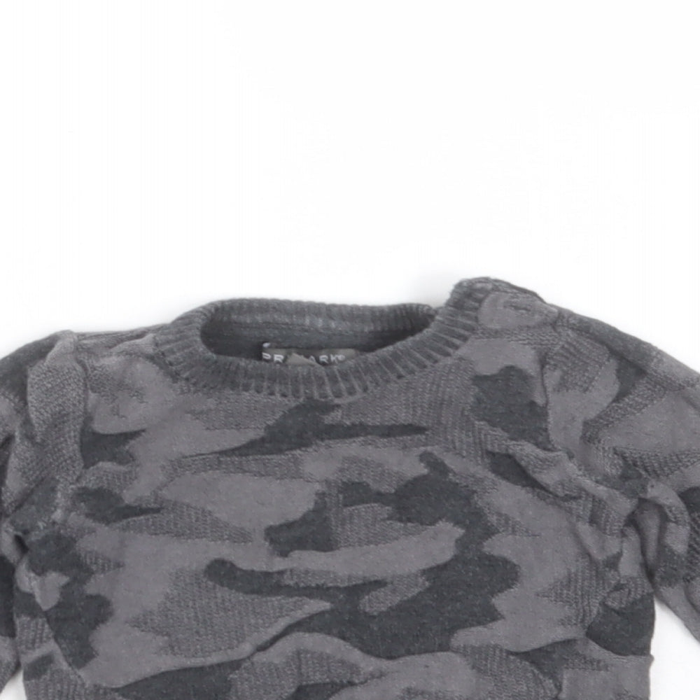 Primark Boys Grey Camouflage Cotton Pullover Jumper Size 6-9 Months