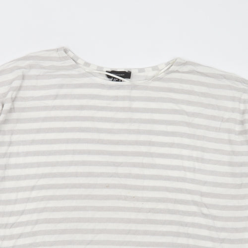 Primark Womens Grey Round Neck Striped Viscose Pullover Jumper Size 14