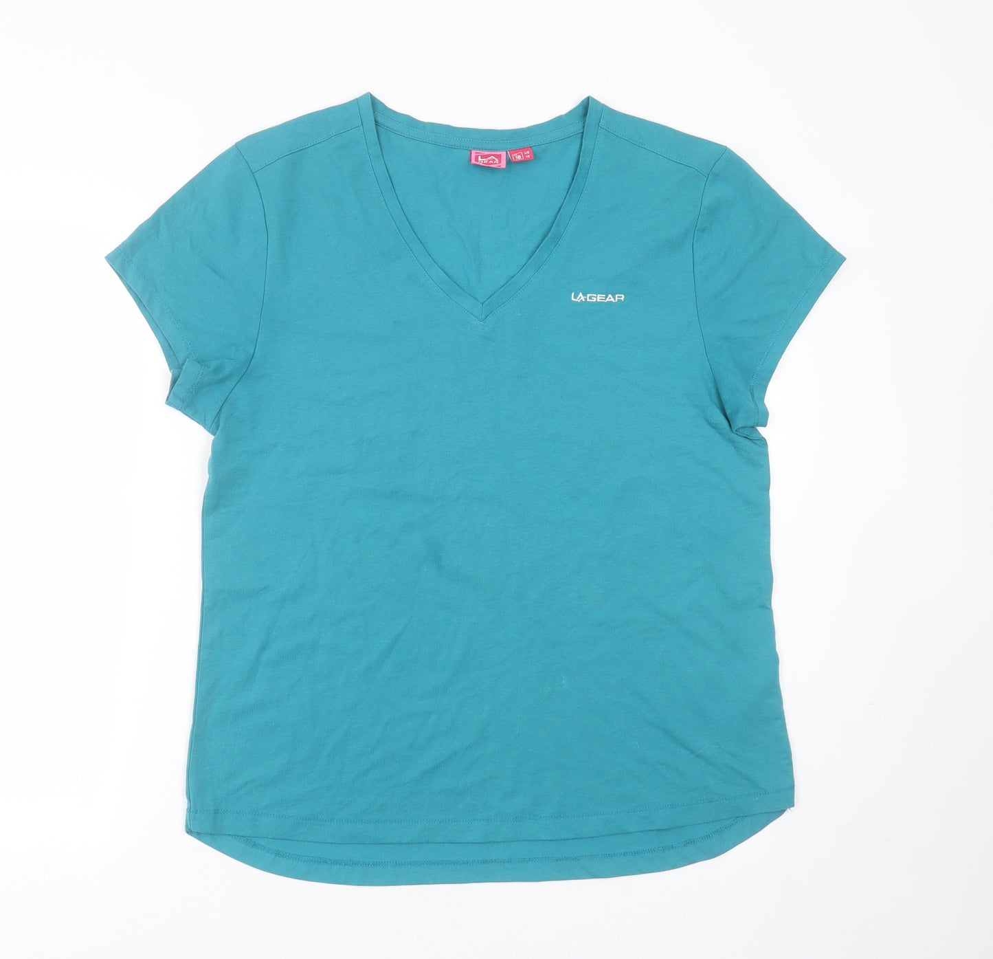 LA Gear Womens Blue  Cotton Basic T-Shirt Size 18 Collared