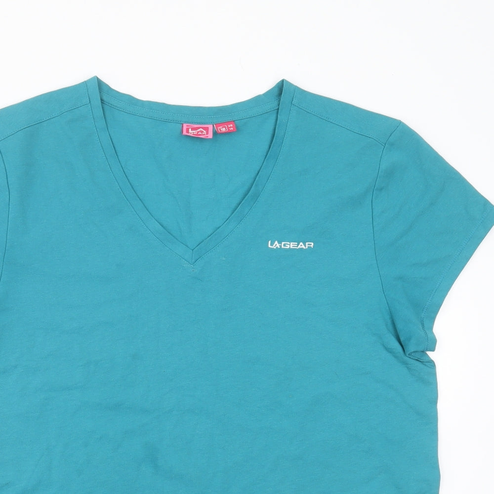 LA Gear Womens Blue  Cotton Basic T-Shirt Size 18 Collared