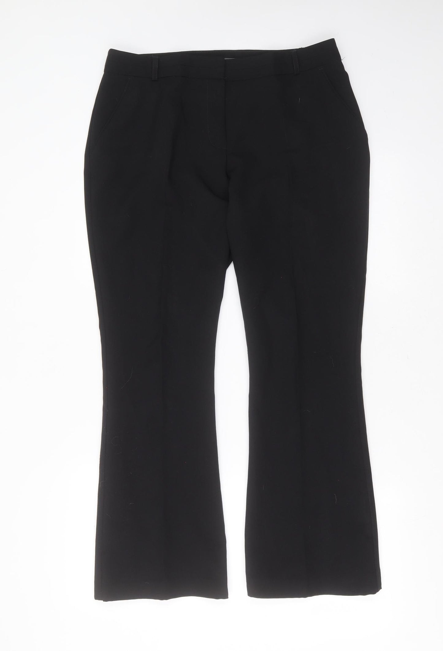 Primark Womens Black  Polyester Trousers  Size 14 L29 in Regular Zip