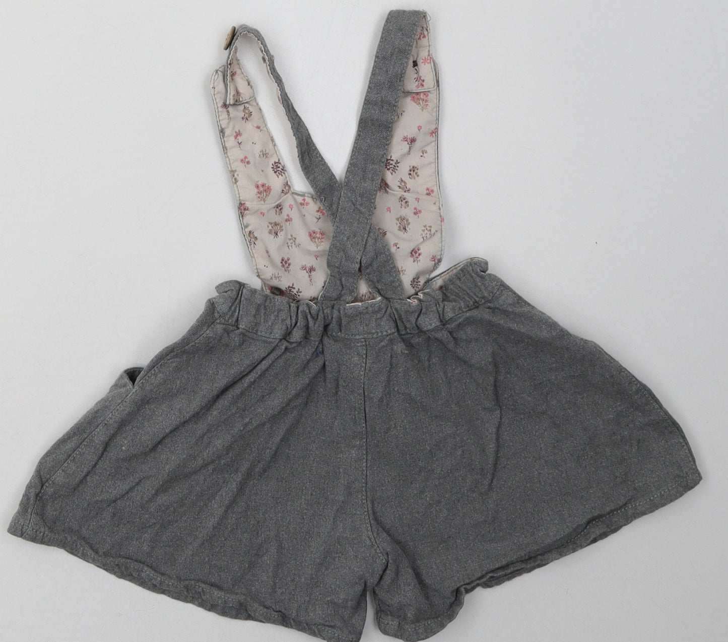 NEXT Girls Grey Animal Print Cotton Playsuit One-Piece Size 2-3 Years  Button - Rabbit