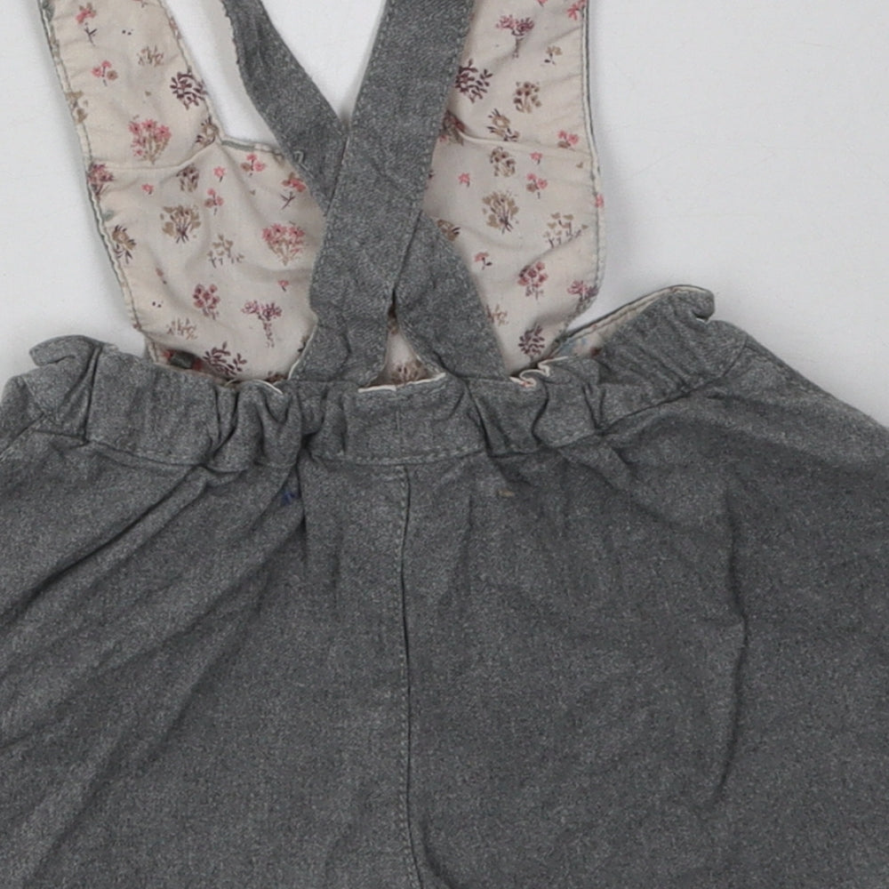 NEXT Girls Grey Animal Print Cotton Playsuit One-Piece Size 2-3 Years  Button - Rabbit