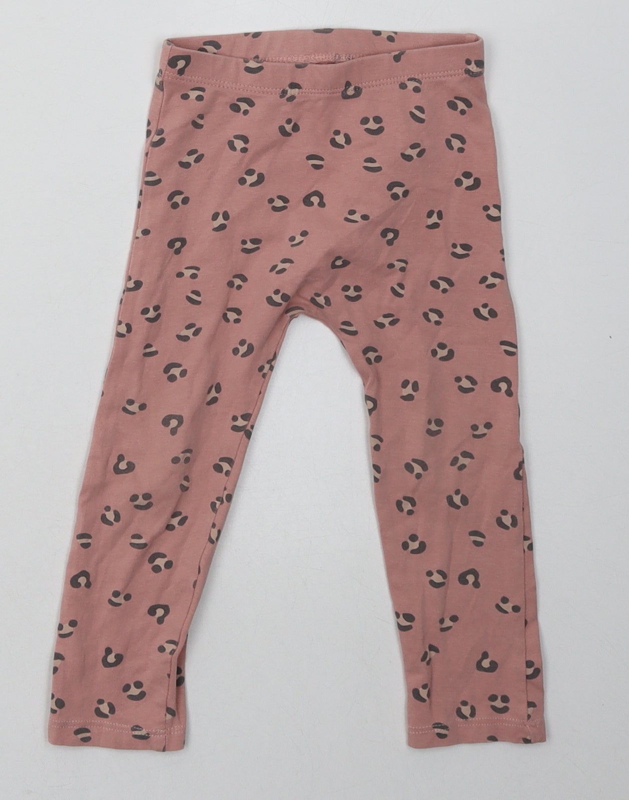 Matalan Girls Pink Animal Print Cotton Sweatpants Trousers Size 18-24 Months