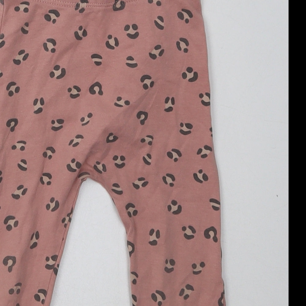 Matalan Girls Pink Animal Print Cotton Sweatpants Trousers Size 18-24 Months