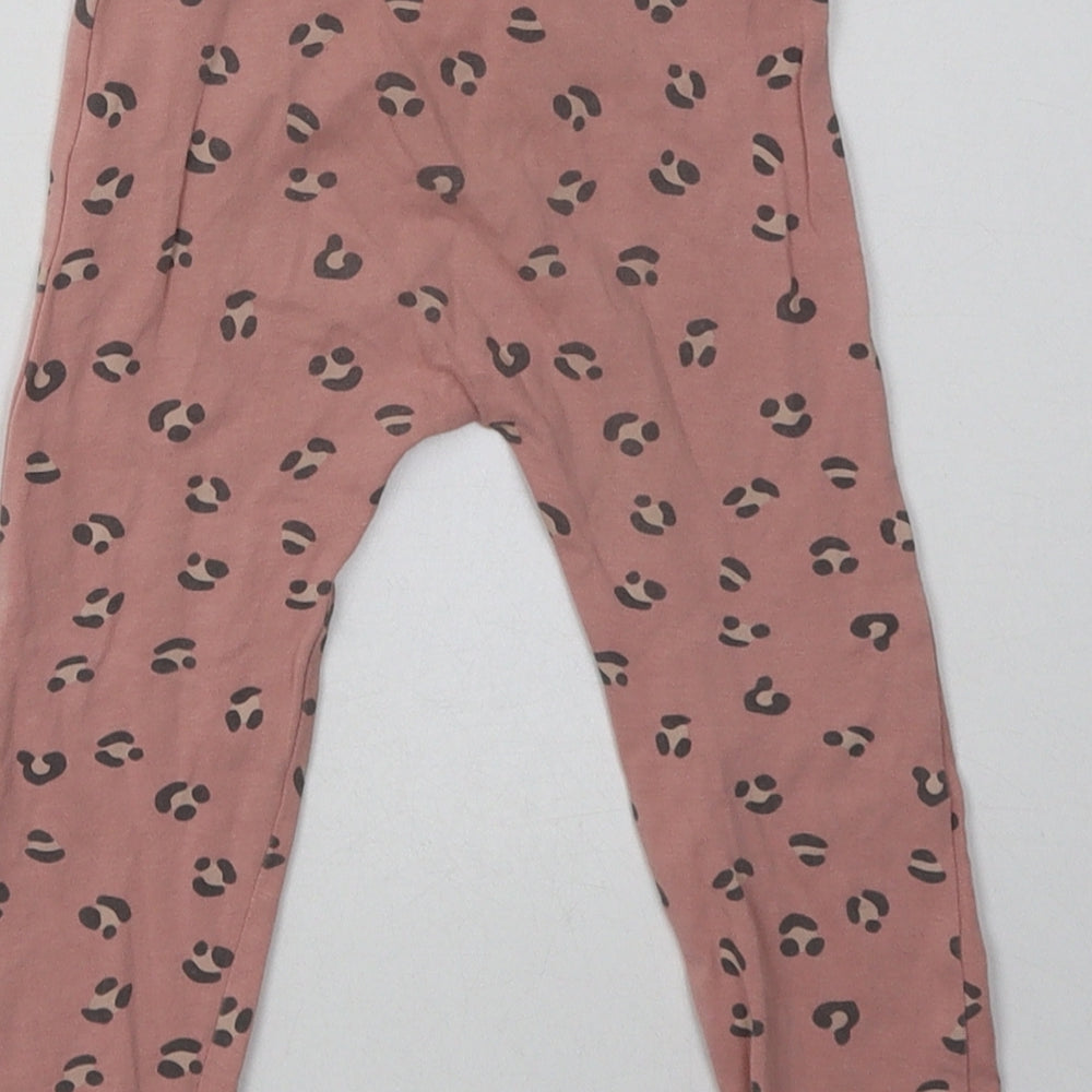 Matalan Girls Pink Animal Print Cotton Sweatpants Trousers Size 18-24 Months