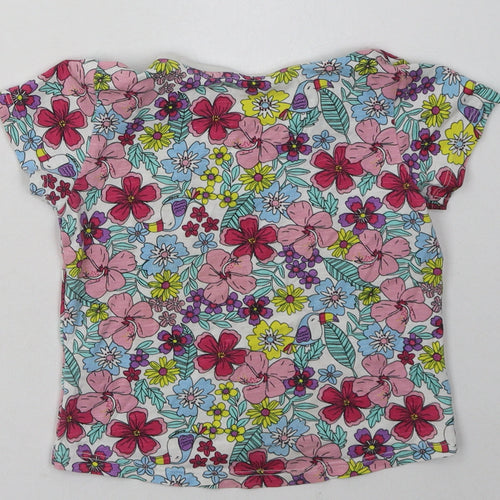 Matalan Girls Pink Floral Cotton Basic T-Shirt Size 18-24 Months Crew Neck Pullover