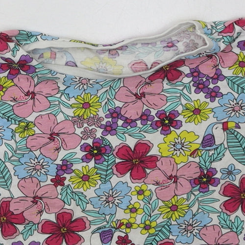 Matalan Girls Pink Floral Cotton Basic T-Shirt Size 18-24 Months Crew Neck Pullover